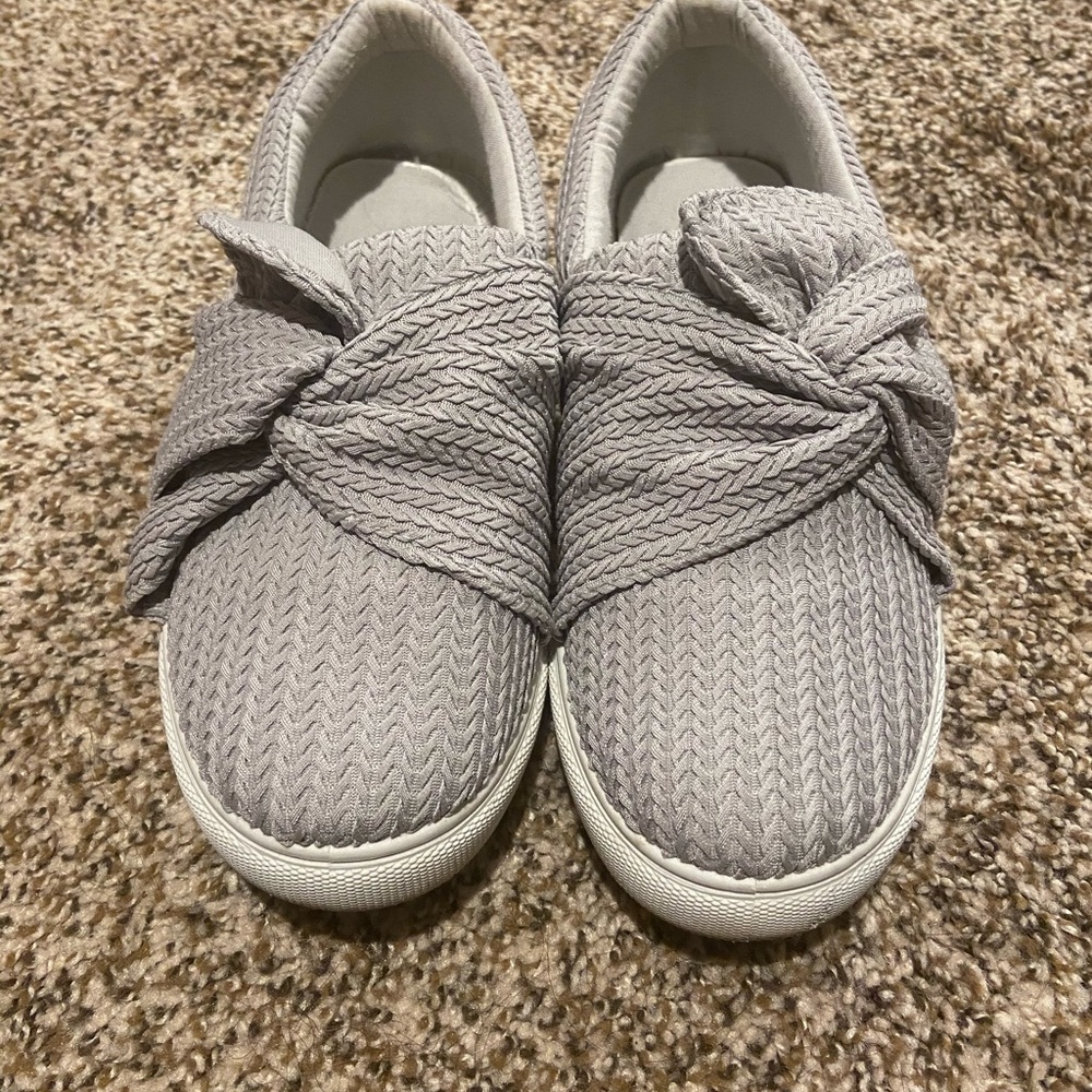 Gray slip ons